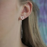 Zilveren ear threaders hart