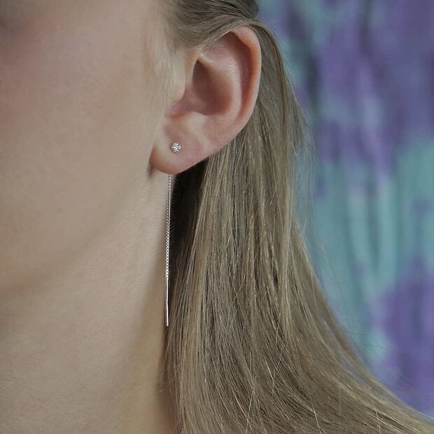 Zilveren ear threaders glamour