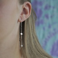 Zilveren ear threader silver stars