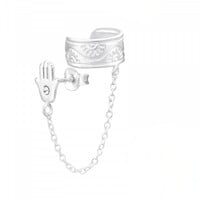 Oorknopje met earcuff Hamsa chain