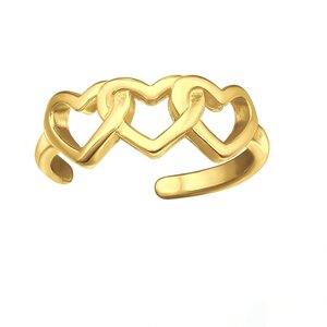 Gold plated earcuff Triple hearts