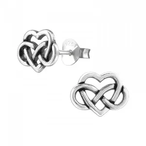 Zilveren oorknopjes Keltisch infinity hart