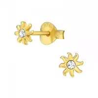 Gold plated oorknopjes Shining sun