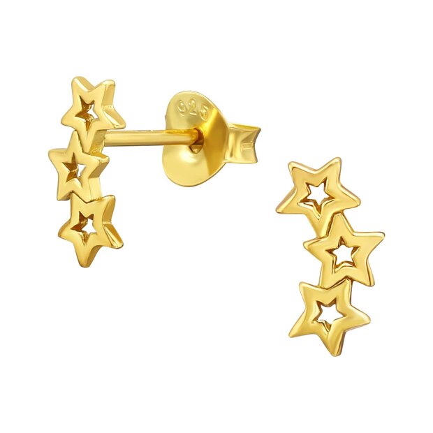 Gold plated oorknopjes Gouden sterretjes