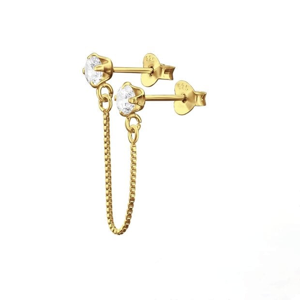 Gold plated ear jacket zirkonia chain