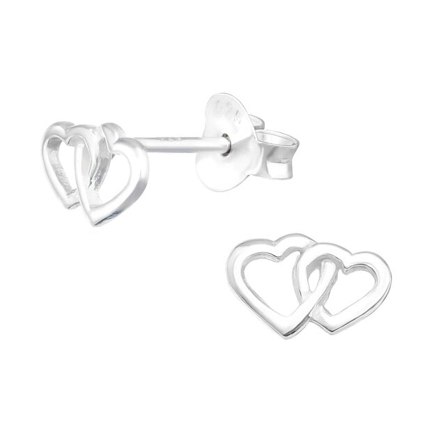 Zilveren oorknopjes elegante hartjes