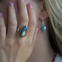 Spiny Oyster Turquoise ring Drop
