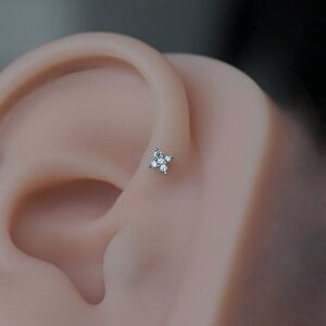 Piercing met steentjes zilverkleur