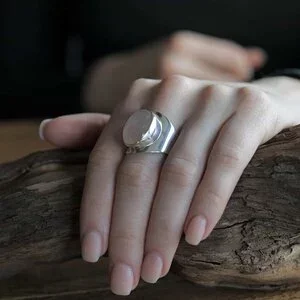 Zilveren ring Rozenkwarts Anello