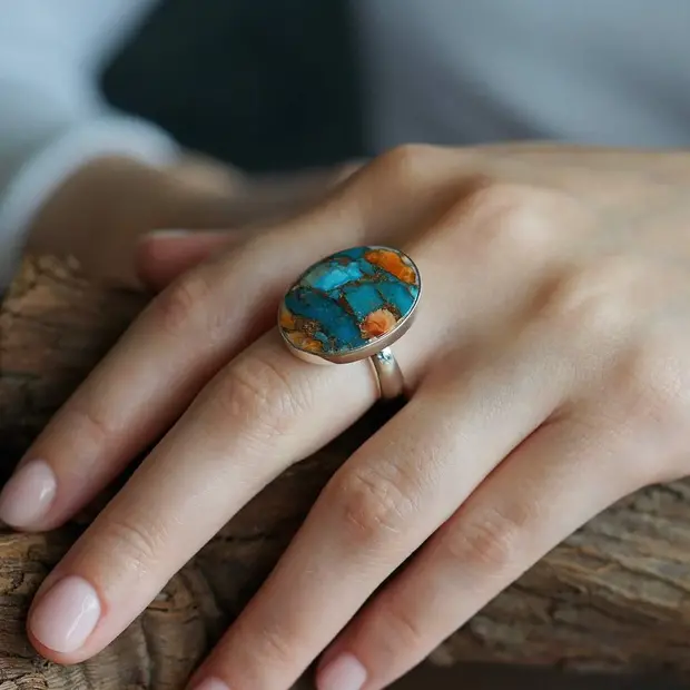 Spiny Oyster Turquoise ring Mo