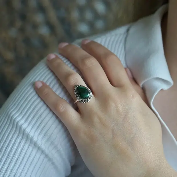 Zilveren ring Malachiet Abha