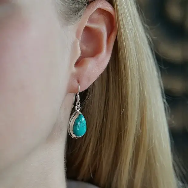 Turquoise oorbellen Thecla