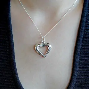Zilveren ketting Hart