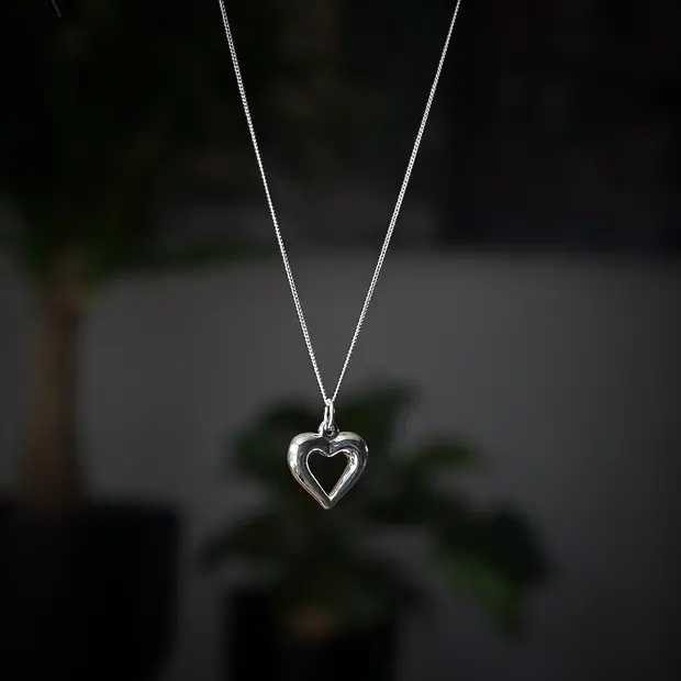 Zilveren ketting Hart