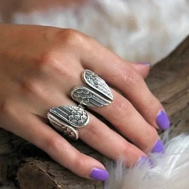 Zilveren BOHO ring Angel wings