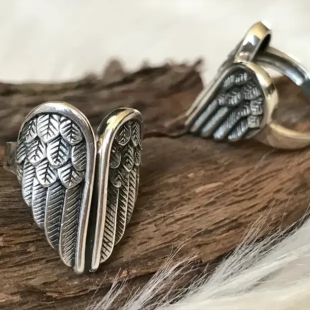 Zilveren BOHO ring Angel wings