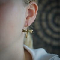 Oorbellen goudkleur Libelle klein