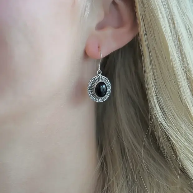 Zilveren Oorbellen Black Onyx Ziry