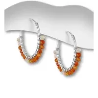 Zilveren oorringen Abrikoos agaat