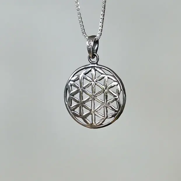 Zilveren hanger Flower of Life