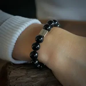 Graveerbare kralenarmband Black Onyx