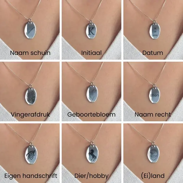 Ketting ovaal met gravure