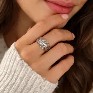 Zilveren BOHO ring Feather