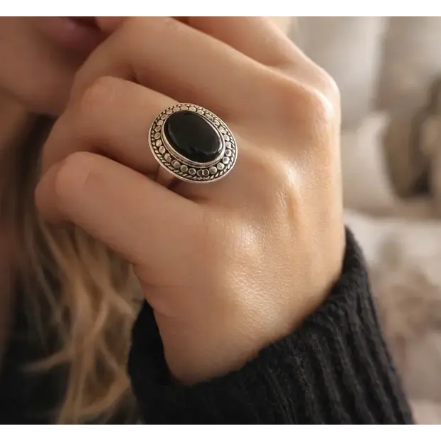 Zilveren ring met Black Onyx