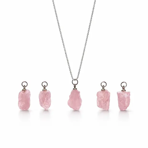 Ruwe Rozenkwarts ketting Saya Ruwe Rozenkwarts ketting Saya