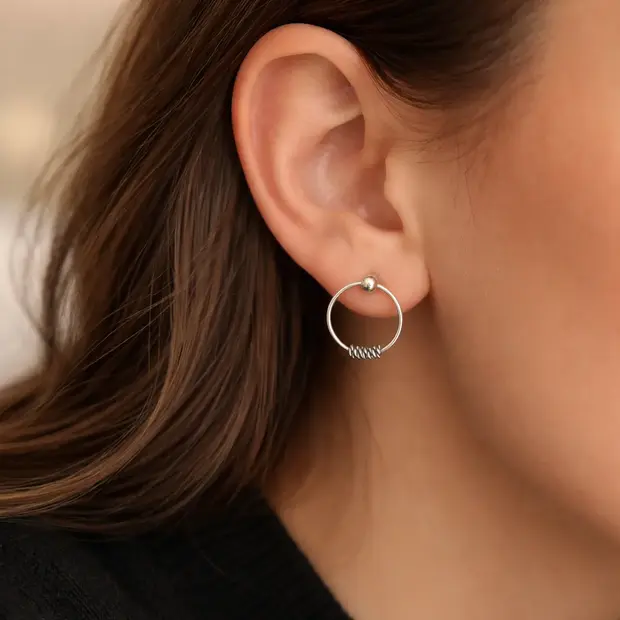 Bali hoop studs zilver