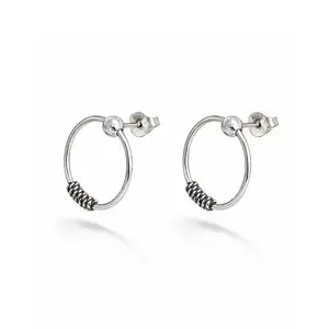 Bali hoop studs zilver