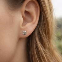 Zilveren oorknopjes Klavertje 4