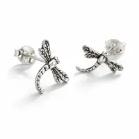 Zilveren oorknopjes Libelle