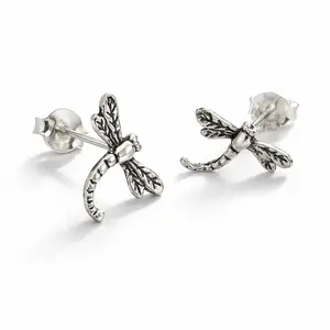 Zilveren oorknopjes Libelle