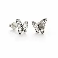 Vlinder oorknopjes zilver
