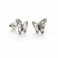 Vlinder oorknopjes zilver