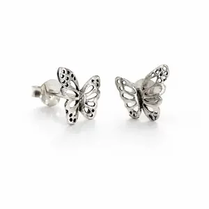 Vlinder oorknopjes zilver