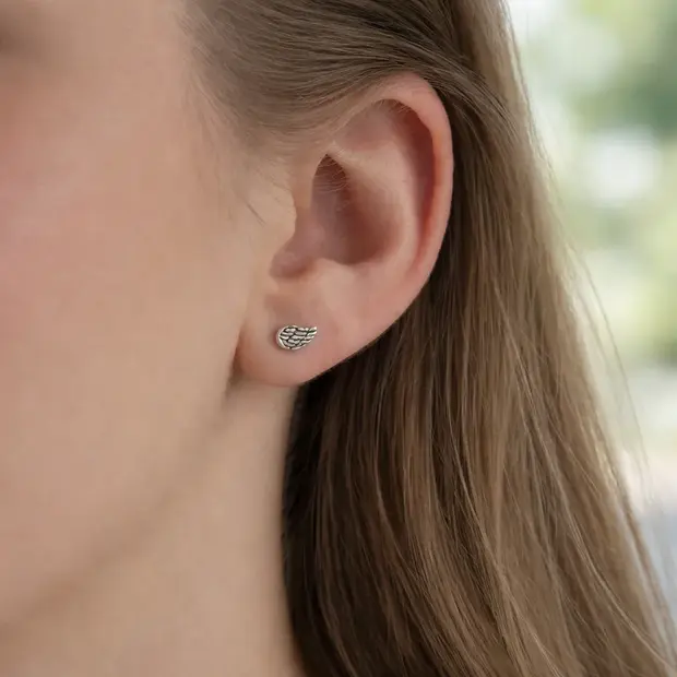 Zilveren oorknopjes Angelwing Angie