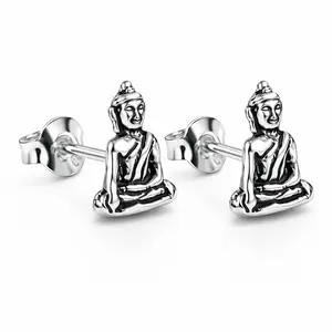 Zilveren oorknopjes Buddha