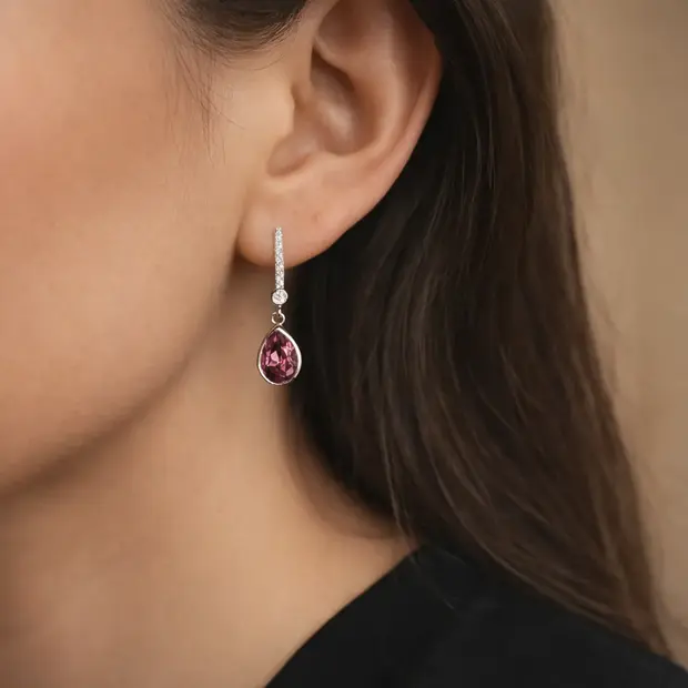 Oorstekers diamonds life Roze