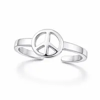 Zilveren teenring Peace