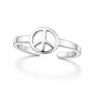 Zilveren teenring Peace