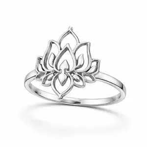 Zilveren ring Lotus Flower