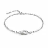 Zilveren schakel armbandje veer