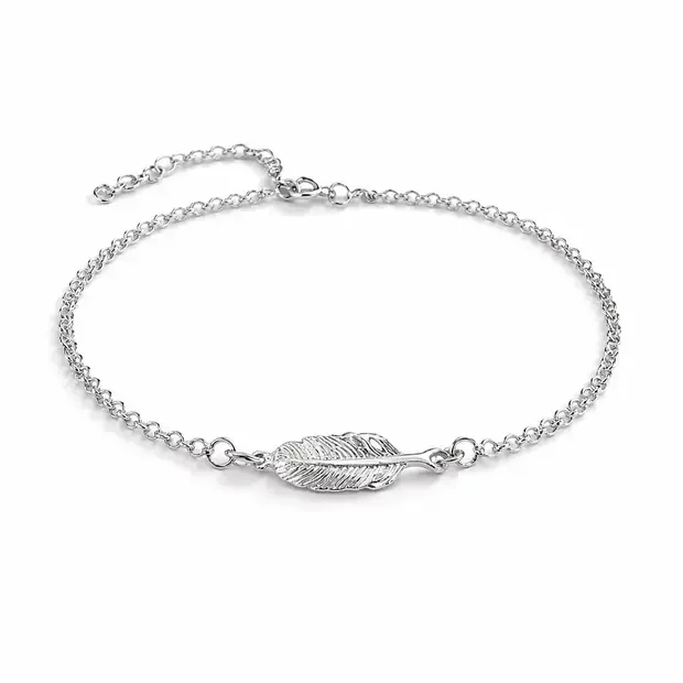 Zilveren schakel armbandje veer Zilveren schakel armbandje veer