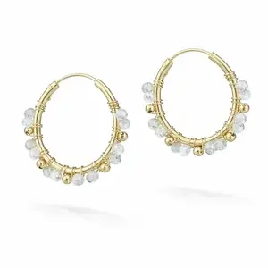 Goldplated oorringen Rio Maansteen