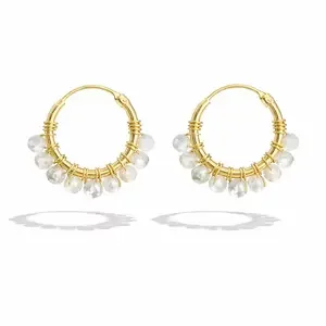 Goldplated oorringen Lago Maansteen