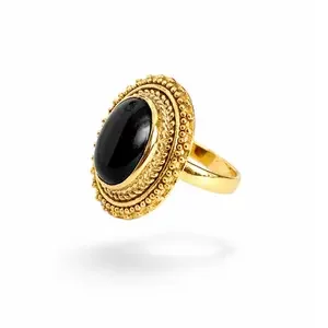 Goldplated ring Black Onyx