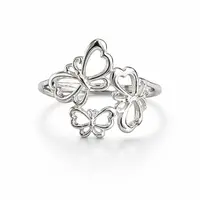 Zilveren ring Three Butterflies