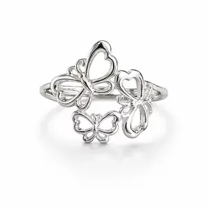 Zilveren ring Three Butterflies